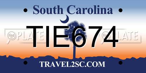 TIE674 South Carolina License Plate