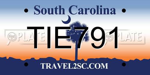 TIE791 South Carolina License Plate
