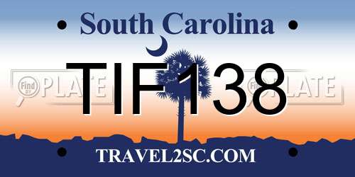 TIF138 South Carolina License Plate