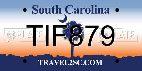 TIF879 South Carolina License Plate