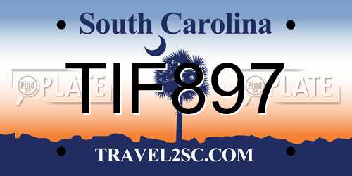 TIF897 South Carolina License Plate
