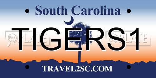 TIGERS1 South Carolina License Plate