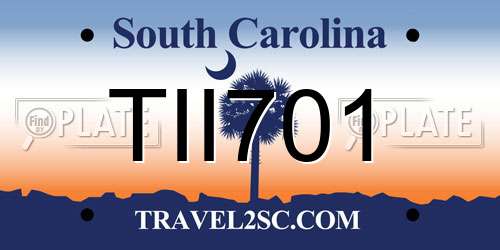 TII701 South Carolina License Plate
