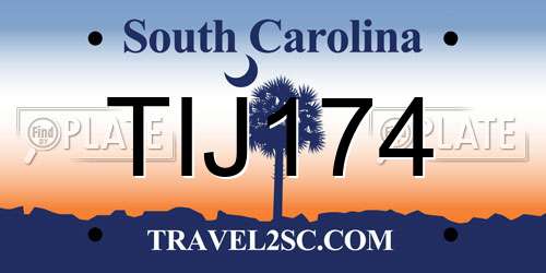 TIJ174 South Carolina License Plate