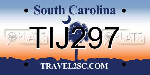 TIJ297 South Carolina License Plate