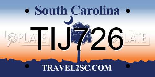 TIJ726 South Carolina License Plate