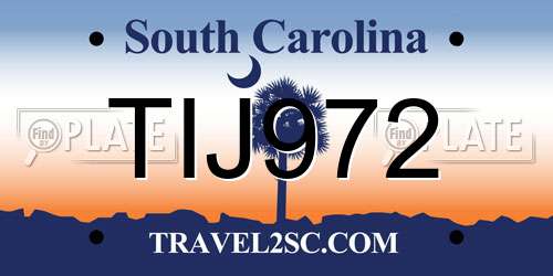 TIJ972 South Carolina License Plate