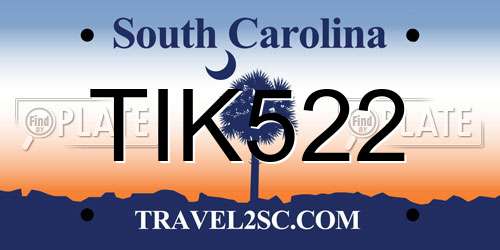 TIK522 South Carolina License Plate