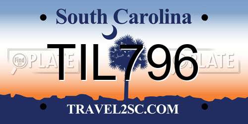 TIL796 South Carolina License Plate