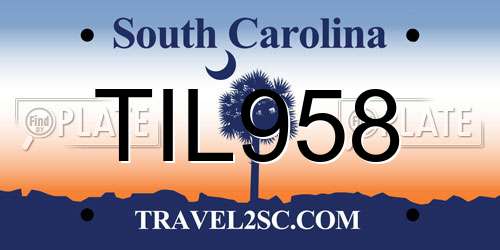 TIL958 South Carolina License Plate