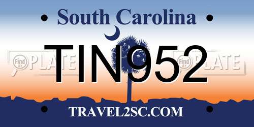 TIN952 South Carolina License Plate