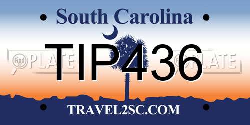 TIP436 South Carolina License Plate