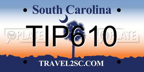 TIP610 South Carolina License Plate