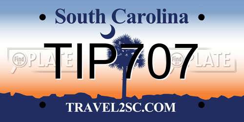TIP707 South Carolina License Plate
