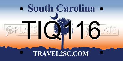 TIQ116 South Carolina License Plate