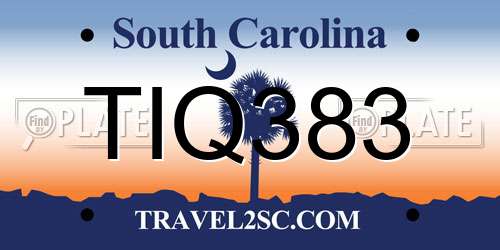 TIQ383 South Carolina License Plate