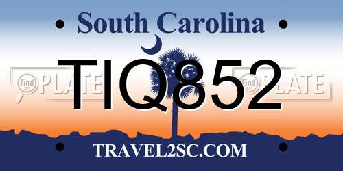 TIQ852 South Carolina License Plate