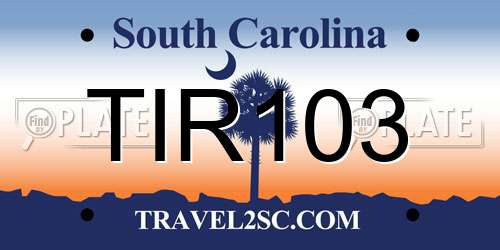 TIR103 South Carolina License Plate
