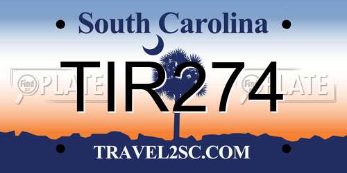 TIR274 South Carolina License Plate