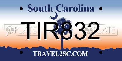 TIR832 South Carolina License Plate