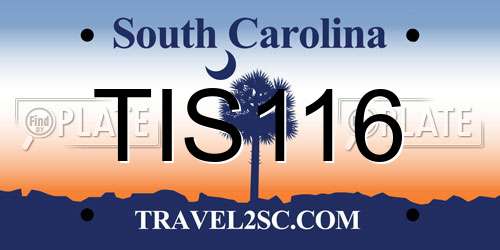 TIS116 South Carolina License Plate