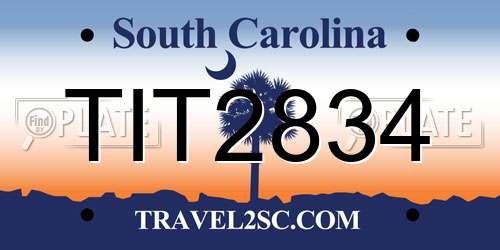 TIT2834 South Carolina License Plate