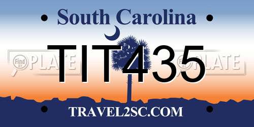 TIT435 South Carolina License Plate