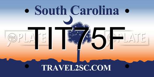 TIT75F South Carolina License Plate