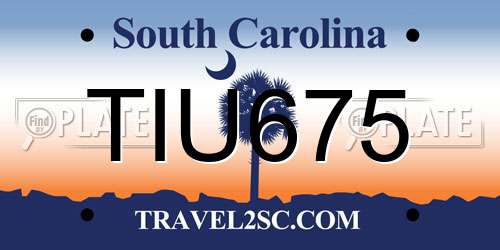 TIU675 South Carolina License Plate