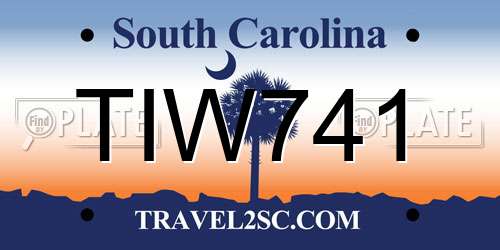 TIW741 South Carolina License Plate