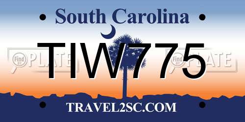 TIW775 South Carolina License Plate