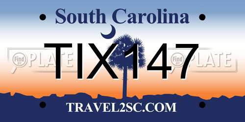 TIX147 South Carolina License Plate