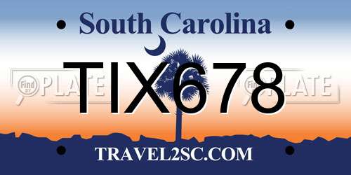 TIX678 South Carolina License Plate