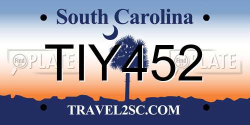 TIY452 South Carolina License Plate