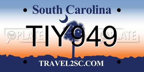 TIY949 South Carolina License Plate