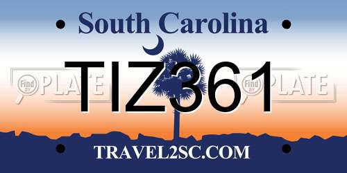 TIZ361 South Carolina License Plate