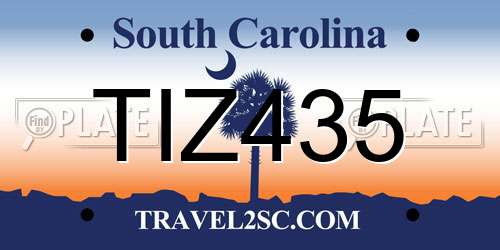 TIZ435 South Carolina License Plate