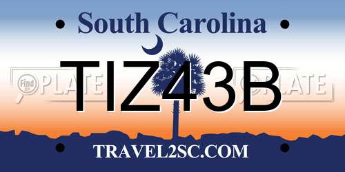 TIZ43B South Carolina License Plate