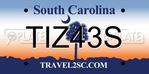 TIZ43S South Carolina License Plate