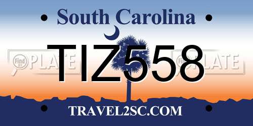 TIZ558 South Carolina License Plate
