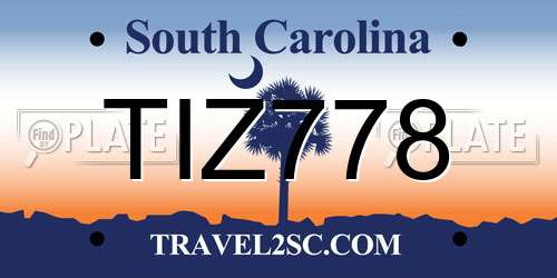 TIZ778 South Carolina License Plate