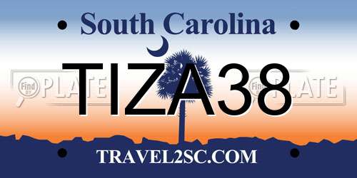 TIZA38 South Carolina License Plate