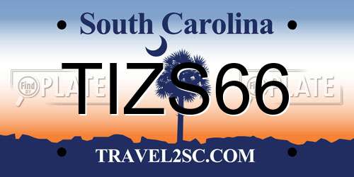 TIZS66 South Carolina License Plate