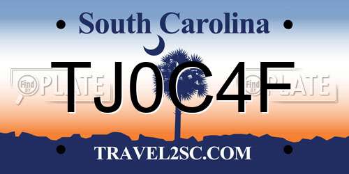 TJ0C4F South Carolina License Plate