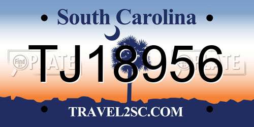 TJ18956 South Carolina License Plate
