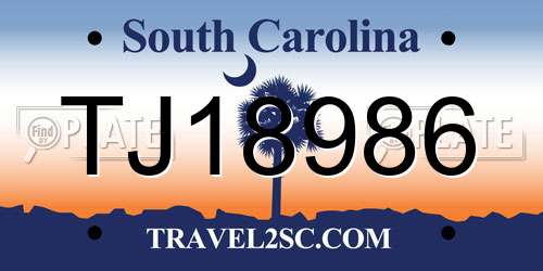 TJ18986 South Carolina License Plate