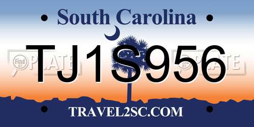 TJ1S956 South Carolina License Plate