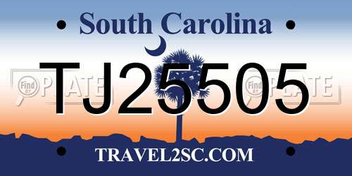 TJ25505 South Carolina License Plate