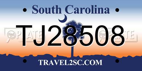 TJ28508 South Carolina License Plate