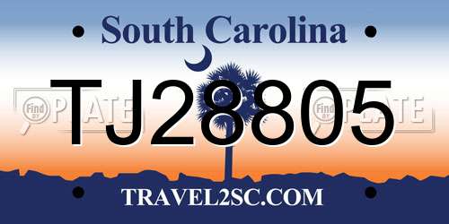 TJ28805 South Carolina License Plate